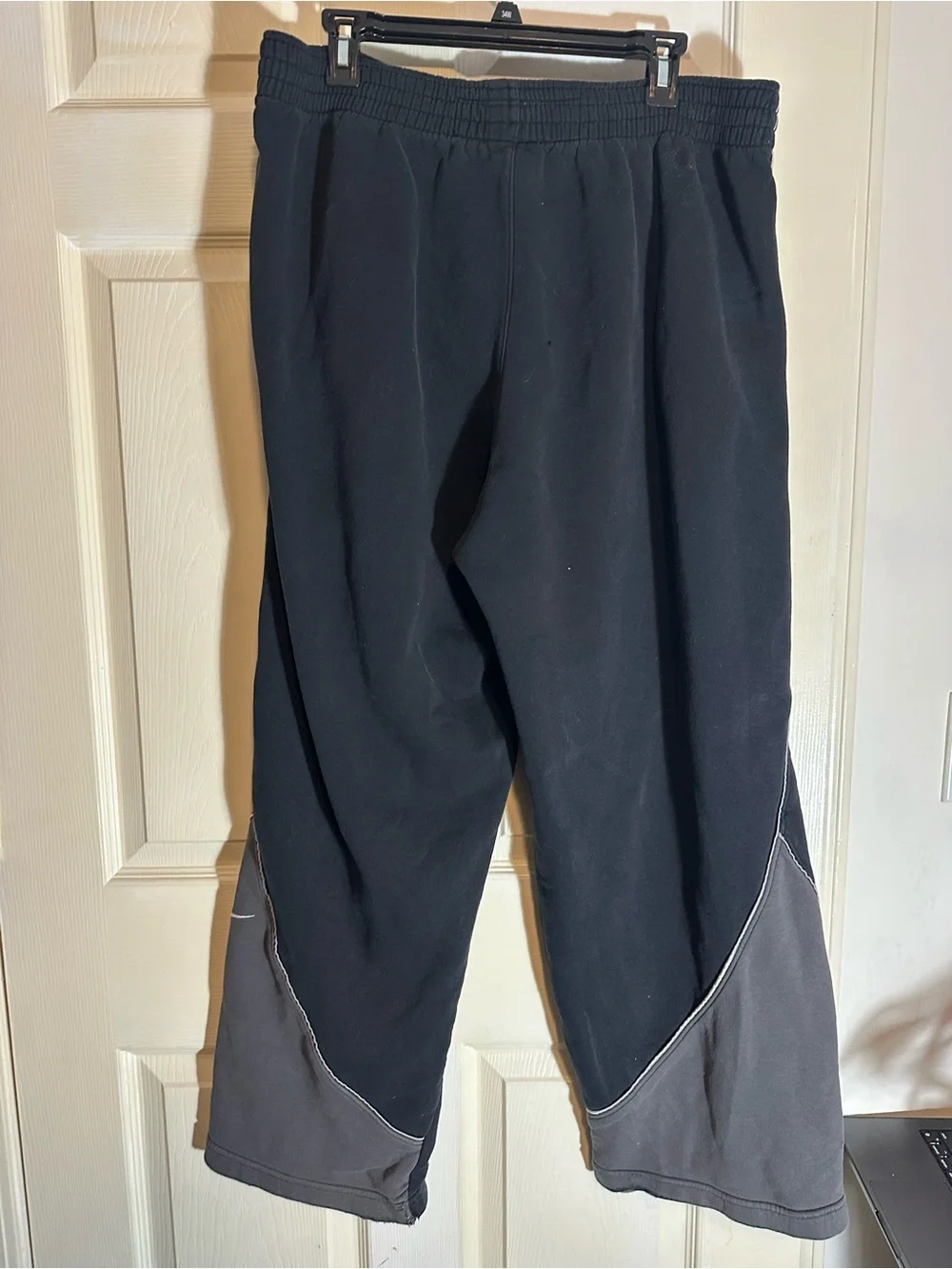 Nike Black Wide-Leg Track Pants with Gray Panels